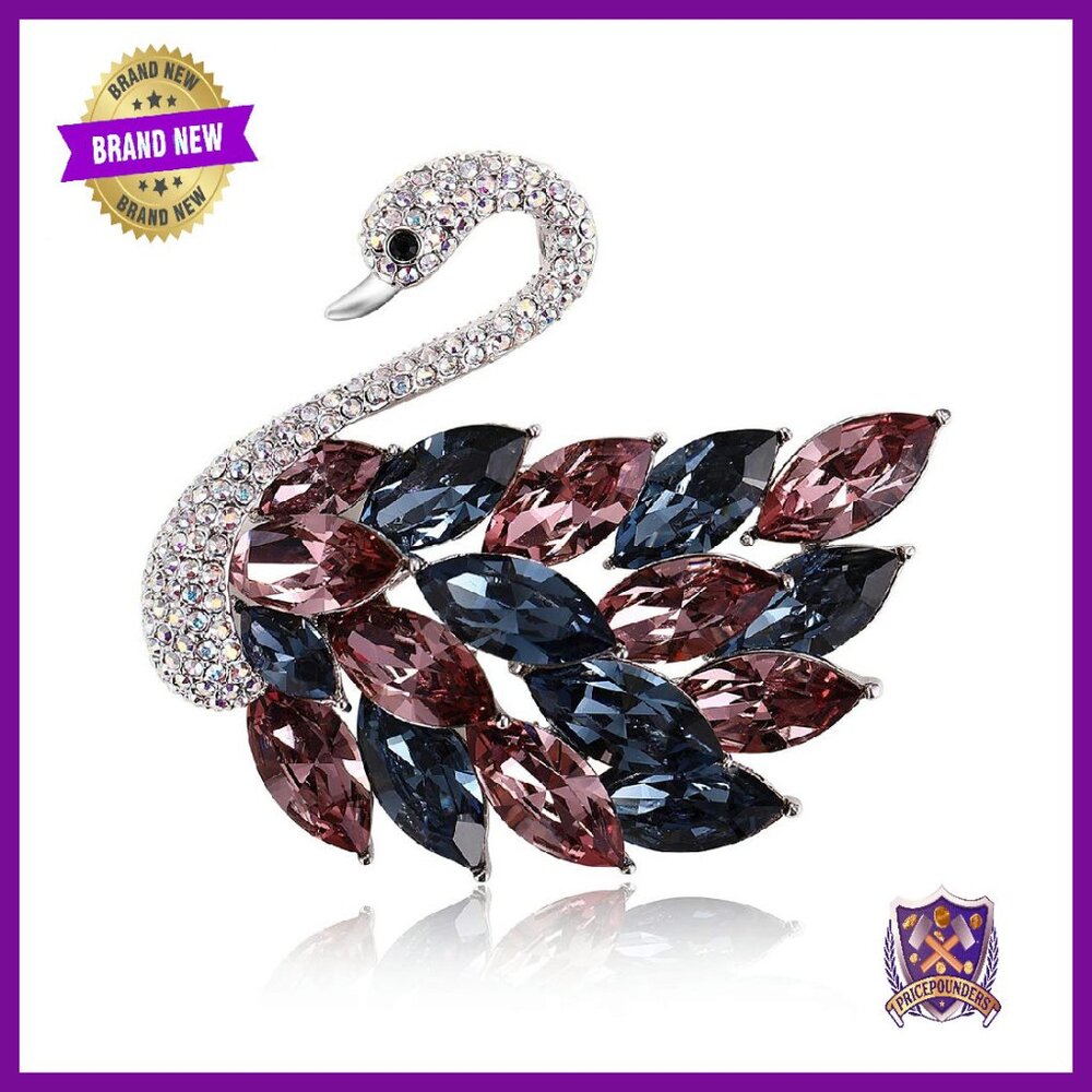 Elegant Crystal Brooch Pin For Women, 925 Silver With Rhinestones